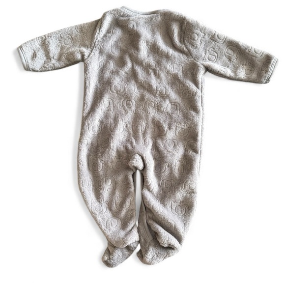 🍁Little Joy Baby Elephant Plush Footed Sleeper 0–3 Mth NWT Gray Cozy 1 Pc Pajama - Picture 3 of 5